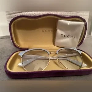 Gucci GG0245S 004 Baby Blue Sunglasses Gucci GG0245S 004 Gold/White/Light Blue and 50 similar items main image 2